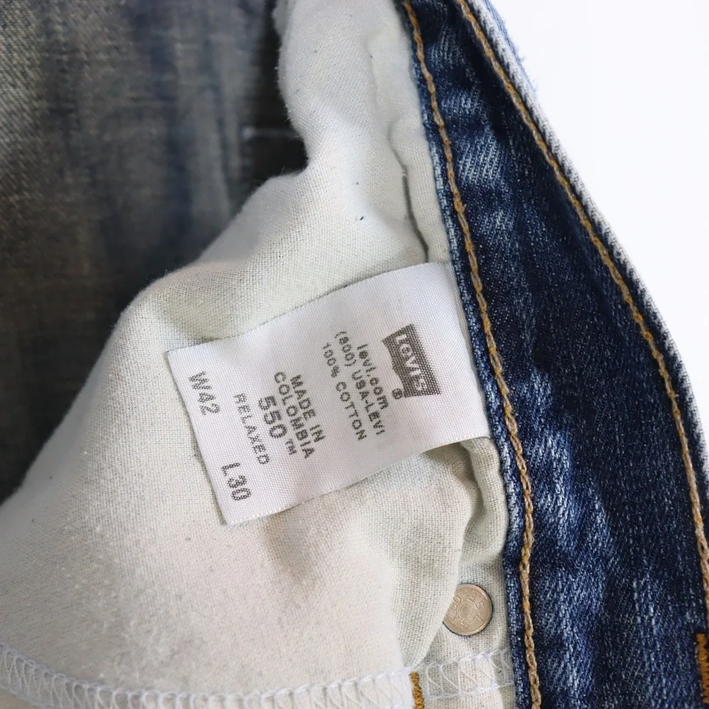 Levi's 550 Relaxed‎ Fit Jeans 42x30 Blue Mens Denim Distressed Workwear